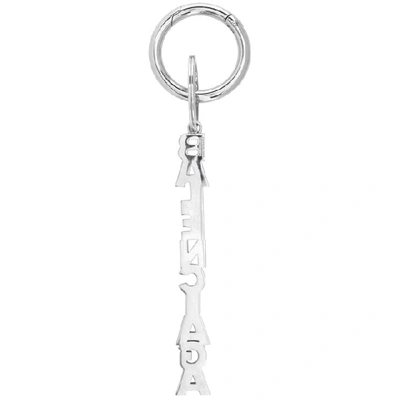 Shop Balenciaga Silver Typo Keychain In 0668 Pallad