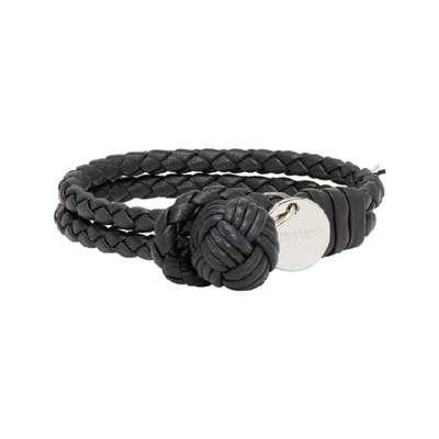 Shop Bottega Veneta Black Intrecciato Knot Bracelet In 1000 Black