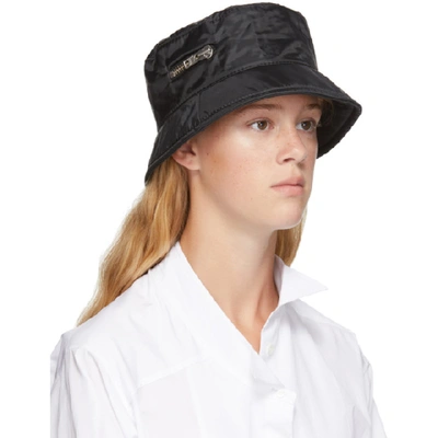 Shop Maison Michel Black Nylon Axel Bomber Hat In Black/orang
