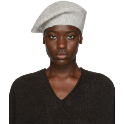 Shop Lauren Manoogian Grey Horizontal Beret In Pbb Pebble