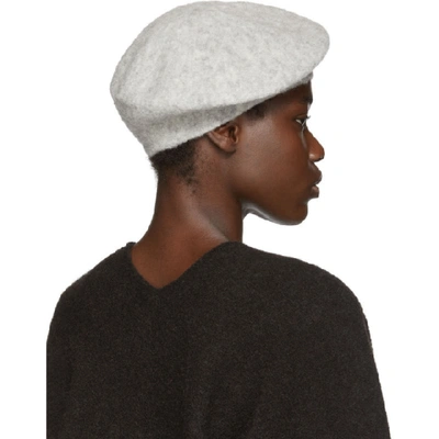 Shop Lauren Manoogian Grey Horizontal Beret In Pbb Pebble