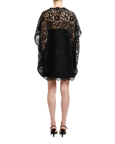 Shop Valentino Lace-cape Shift Dress In Black