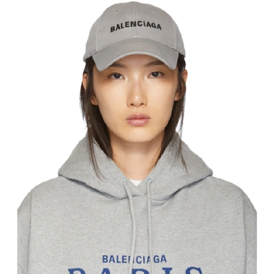 Shop Balenciaga Grey Logo Cap In 1460 Lead/b