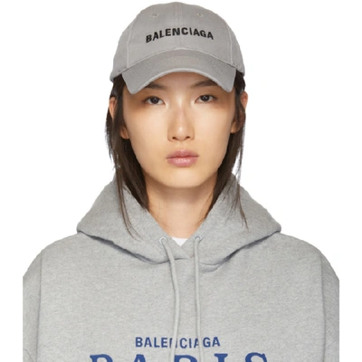 BALENCIAGA 灰色徽标棒球帽