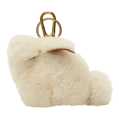 Shop Loewe Off-white Shearling Bunny Charm Keychain In 2123 Natura