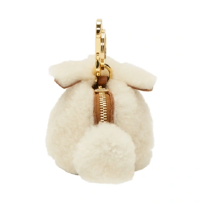 Shop Loewe Off-white Shearling Bunny Charm Keychain In 2123 Natura