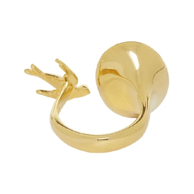 Shop Mcq By Alexander Mcqueen Mcq Alexander Mcqueen Gold Swallow Twin Ring In 7050 Gold