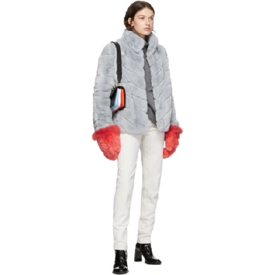 Shop Yves Salomon Red Rex Rabbit And Fox Fur Mittens In A5114 Parad