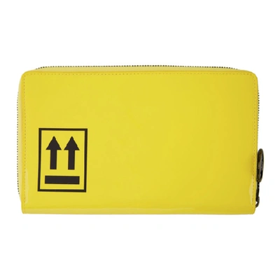 Shop Off-white Yellow Patent Zip Around Wallet