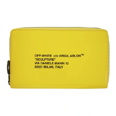 Shop Off-white Yellow Patent Zip Around Wallet