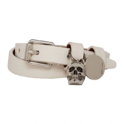 Shop Alexander Mcqueen Off-white Double Wrap Skull Bracelet In 9003 Off Wh