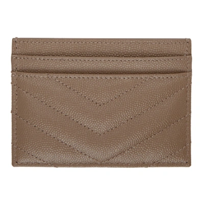 Shop Saint Laurent Taupe Monogramme Card Holder In 1722 Taupe