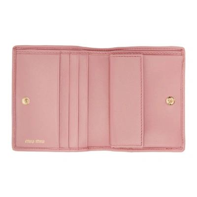Shop Miu Miu Pink Quilted Crystal Wallet