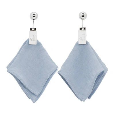 Shop Jacquemus Silver And Blue Les Mouchoirs Earrings