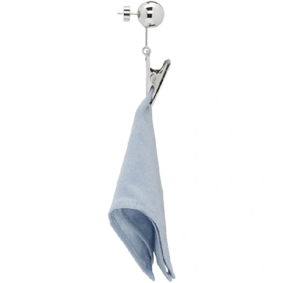 Shop Jacquemus Silver And Blue Les Mouchoirs Earrings
