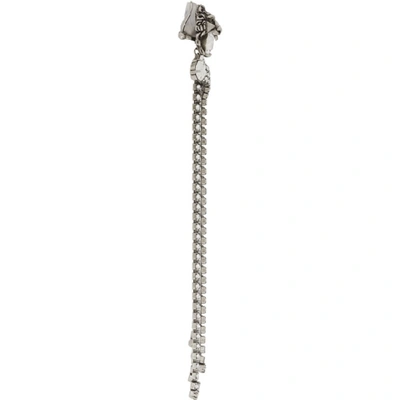 Shop Gucci Silver Lion Head Tassle Earring In 8162 Crysta