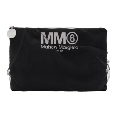Shop Mm6 Maison Margiela Black Tulle-covered Pouch In T8013 Black