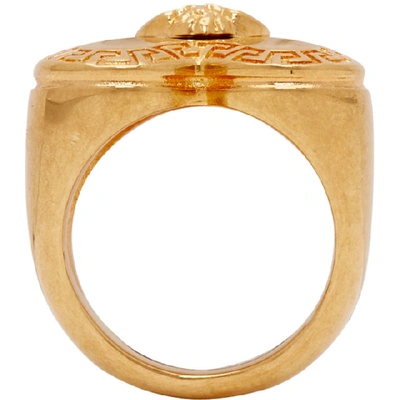 Shop Versace Gold Love Medusa Signet Ring