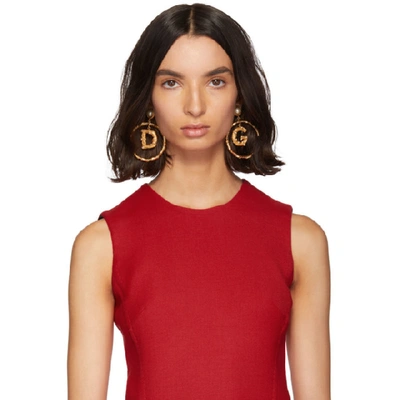 Shop Dolce & Gabbana Dolce And Gabbana Gold Dg Pearl Hoop Earrings In Zoo00 Gold