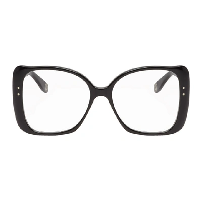 Shop Gucci Black Butterfly Oversized Glasses In 001 Black