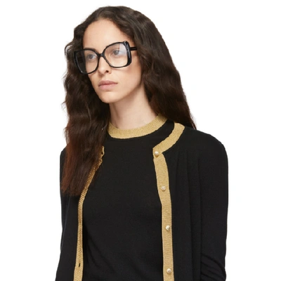 Shop Gucci Black Butterfly Oversized Glasses In 001 Black