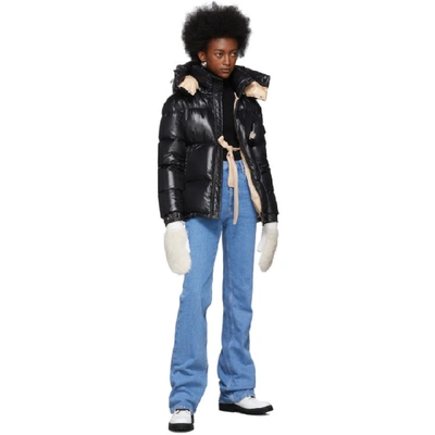 Shop Moncler White Shearling Mittens In 034 White