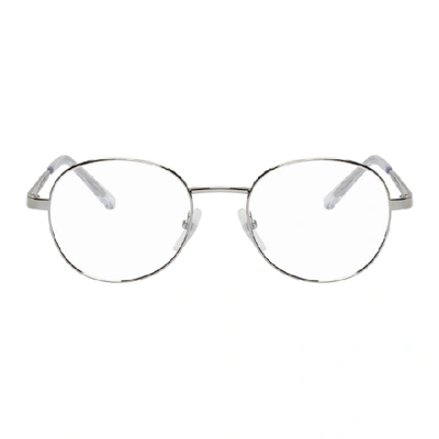 Shop Balenciaga Silver Round Glasses In 002 Rutheni