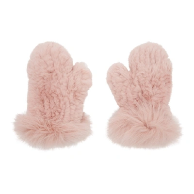 Shop Yves Salomon Pink Rex Rabbit And Fox Fur Mittens In A5109 Pink