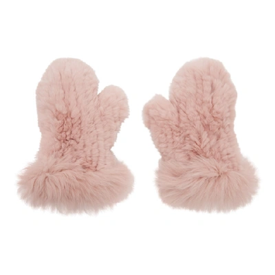 Shop Yves Salomon Pink Rex Rabbit And Fox Fur Mittens In A5109 Pink