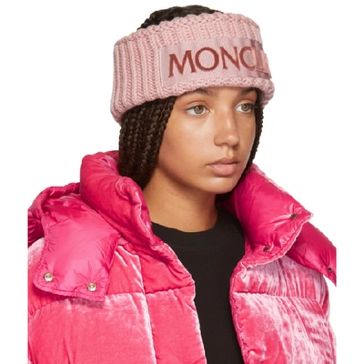 Shop Moncler Pink Logo Headband In 515 Blush
