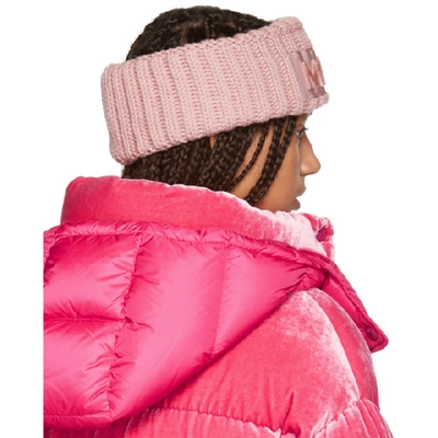 Shop Moncler Pink Logo Headband In 515 Blush