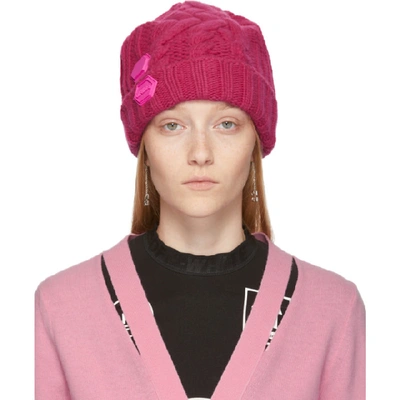 Shop Off-white Pink Knit Pop Color Beanie In Fuchsia