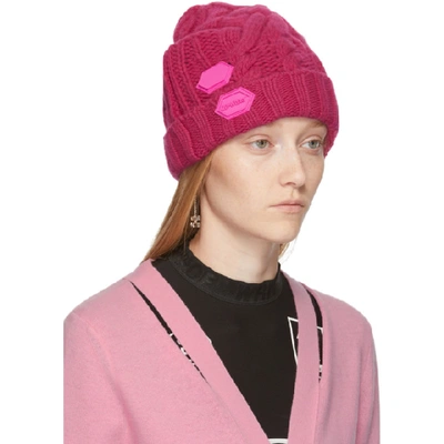 Shop Off-white Pink Knit Pop Color Beanie In Fuchsia