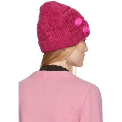 Shop Off-white Pink Knit Pop Color Beanie In Fuchsia