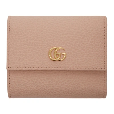 Shop Gucci Pink Small Gg Marmont Trifold Wallet In 5909 Pink