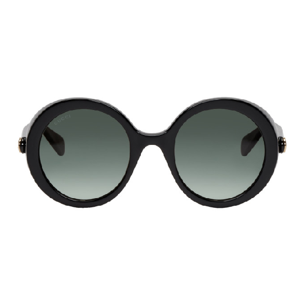 gucci black round frame sunglasses