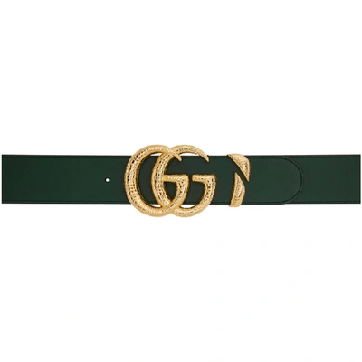 Shop Gucci Green Gg Buckle Belt In 3154 Green