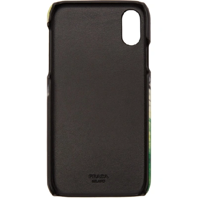 Shop Prada Ssense Exclusive Black Tie-dye Iphone Xr Case In Black/lime