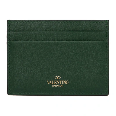 Shop Valentino Green  Garavani Rockstud Card Holder In Js8 English