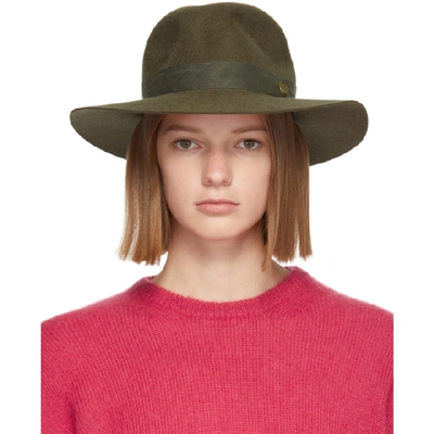 Shop Maison Michel Green Yoshiko Felt Hat In Khaki