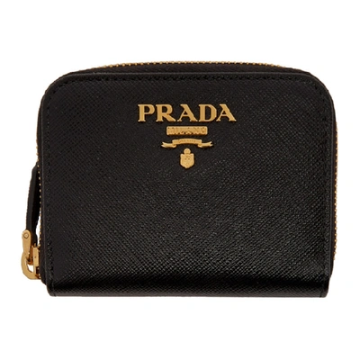 Shop Prada Black Mini Zip Around Wallet