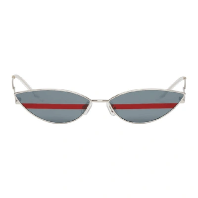 Shop Gentle Monster Silver Stripe Poxy Sunglasses In Blue/red