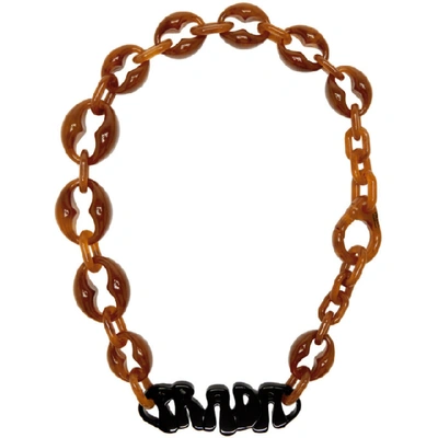 Shop Prada Brown Logo Chunky Necklace