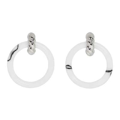Shop Balenciaga White And Silver Hoop Earrings In 8750 Whitem