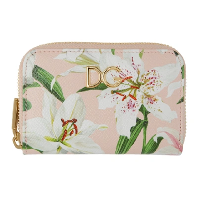 Shop Dolce & Gabbana Dolce And Gabbana Pink Lily Zip Card Holder