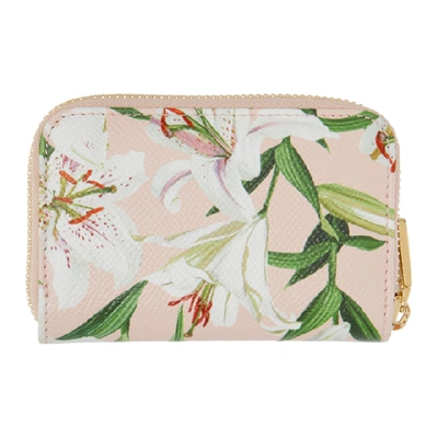 Shop Dolce & Gabbana Dolce And Gabbana Pink Lily Zip Card Holder