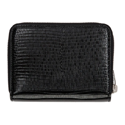 Shop Saint Laurent Black Snake Compact Monogramme Wallet In Black Supplier Textile: Snake Embossed Shiny Leather