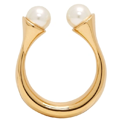 Shop Chloé Chloe Gold Darcey Ring In 105 Pearl