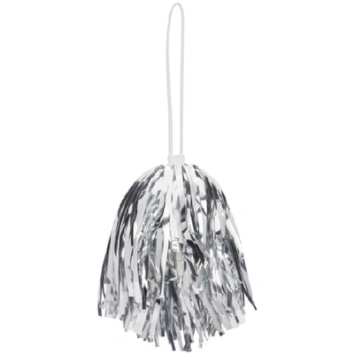 Shop Off-white Silver Mini Fringe Pompom Pouch