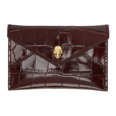 Shop Alexander Mcqueen Red Croc Skull Envelope Card Holder In 6230 Red Ve